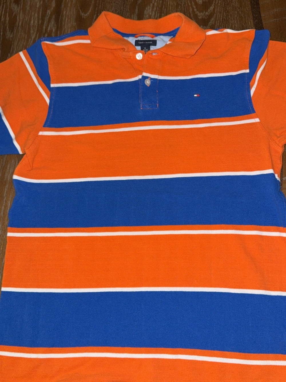 Tommy Hilfiger Kids Bright Orange & Royal Blue Striped Polo